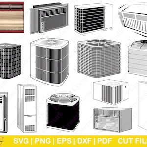 14 Air Conditioner and Furnace SVG Cut File Designs, Digitale Zeichnungen Sofort Download, Clip Art, PNG, EPS, Cricut, Canva, Silhouette