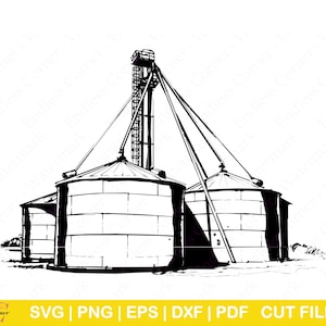 Farm Giant Grain Bins Digital Instant Download, Cut Files, Clip Art, SVG, PNG, EPS voor Cricut, Canva, Silhouet met commercieel gebruik