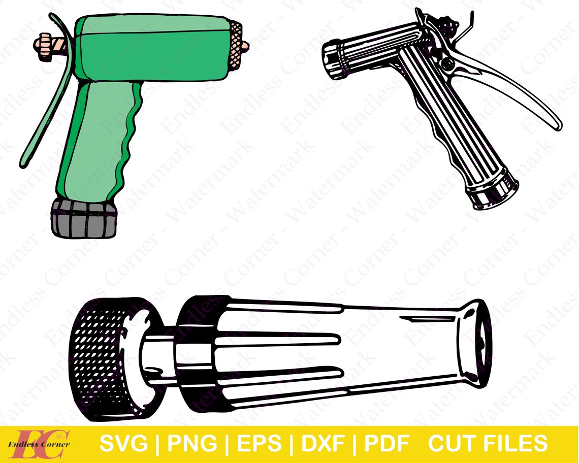 3 Garden Hose Nozzle SVG Cut File Designs Digital Drawings Etsy UK