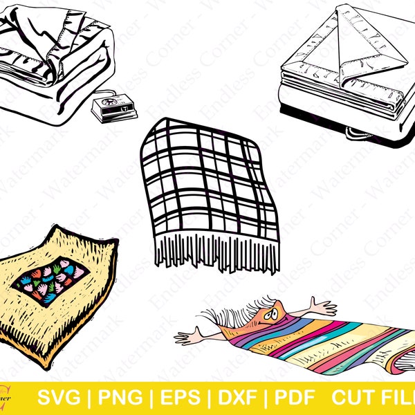 5 Blanket (Electric Blanket) SVG Cut File Designs, Digital Drawings Instant Download, Clip Art, PNG, EPS, Cricut, Canva, Silhouette