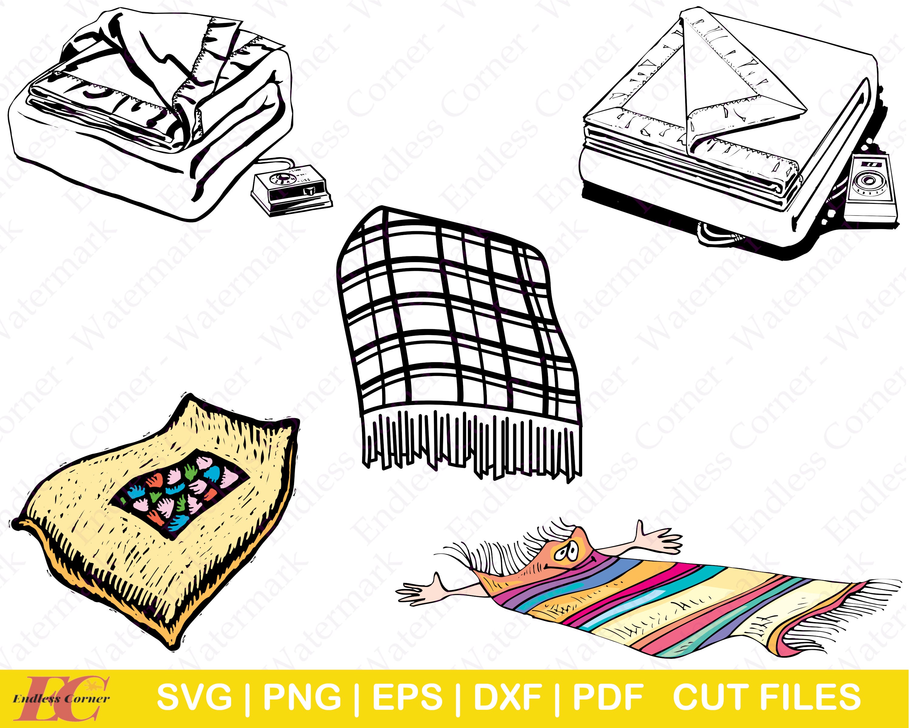 5 Blanket electric Blanket SVG Cut File Designs, Digital Drawings