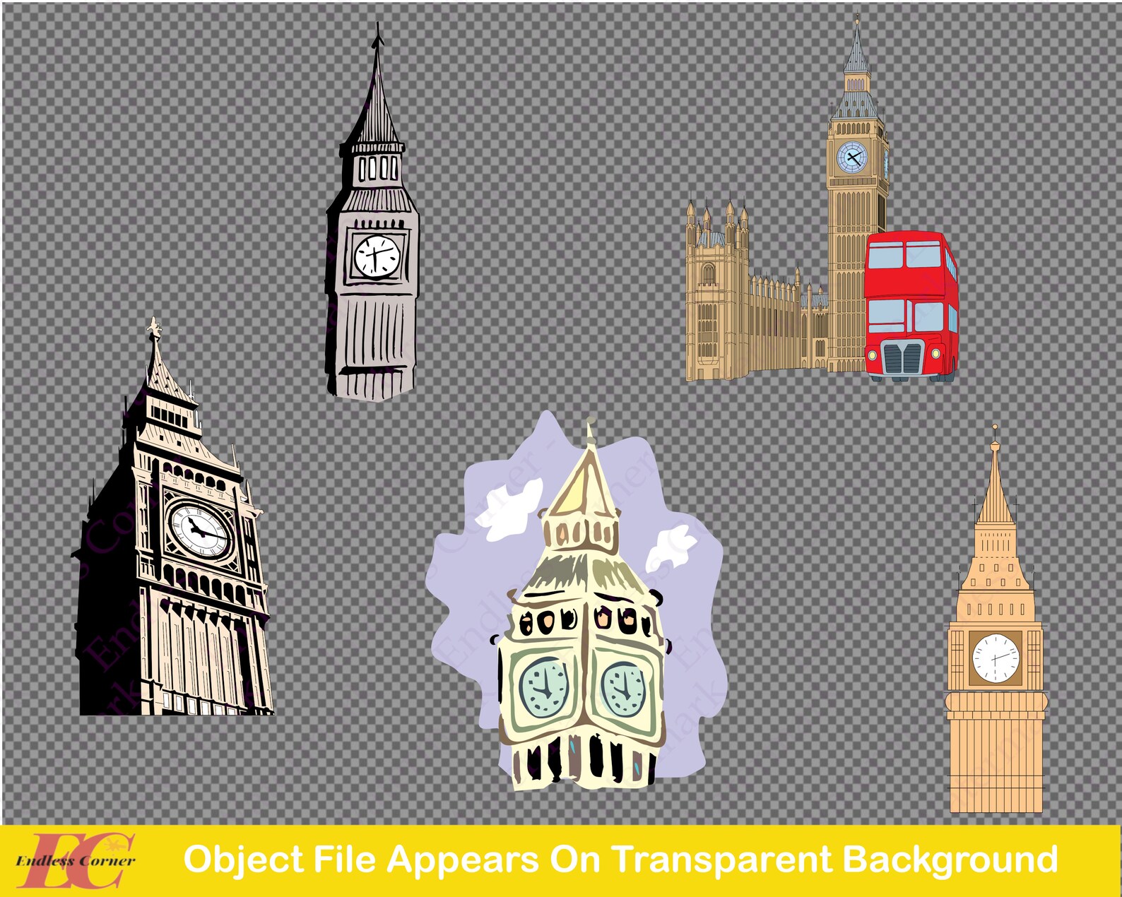 5 Big Ben Clock Digital Drawings Instant Download Cut Files Etsy