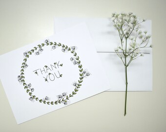 Olive Wreath Non-Fold Thank You Card