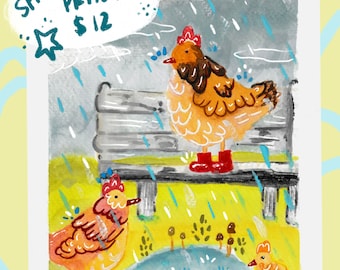 Impresión de arte original - pollos de primavera