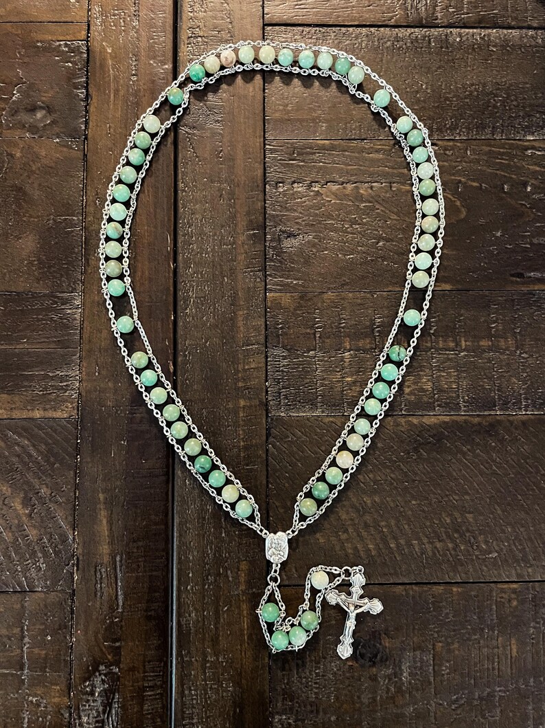 Green Aventurine Stone Catholic Ladder Rosary, 8mm | Catholic Christmas ...