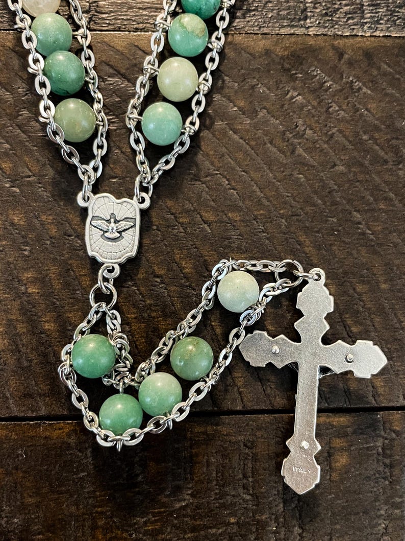 Green Aventurine Stone Catholic Ladder Rosary, 8mm | Catholic Christmas ...