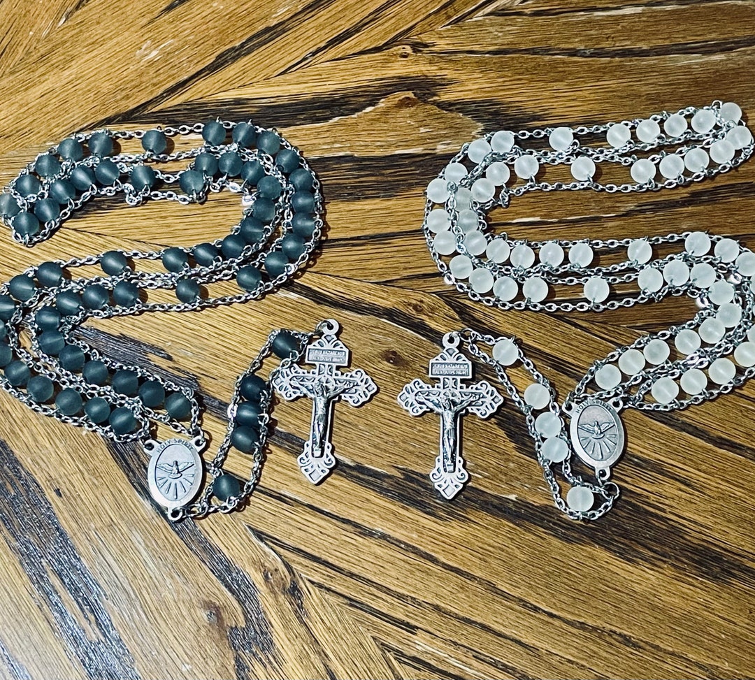 His and Hers Ladder Rosary Set, Catholic Wedding Gift, Handmade Matte ...