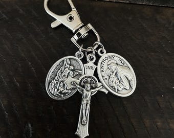 Choose 2 Medals Patron Saints Keychain | Catholic Gift for Men and Women