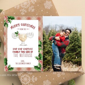 Kerstkaart met kop van eland | Afdrukbare fotokaart | Corjl #033-42PC