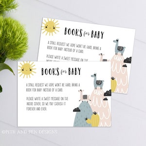 Livres de lama pour carte de bébé, inserts de demande de livre imprimables, téléchargement immédiat #043-20BYS