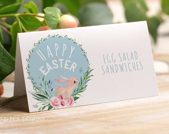 Easter Food Label Cards, Printable Name Tags, DIY Easter Brunch, Instant Download, Corjl 030-10PC