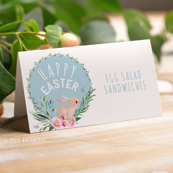 Easter Food Label Cards, Printable Name Tags, DIY Easter Brunch, Instant Download, Corjl 030-10PC