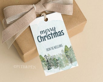 Editable Christmas Trees Gift Tag, Holiday Present Label, Holiday Gift Tag, Instant Download, Corjl 017-26GT