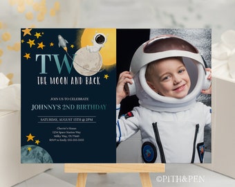 Space Astronaut Birthday Invitation, DIY Printable Card, Instant Download, Corjl #042-21PI