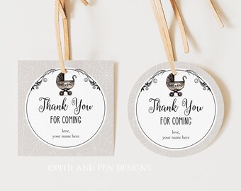 Gothic Baby Gift Tag | Halloween Shower | Printable and Editable - Corjl #088-13GT