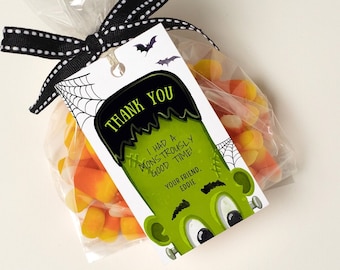 Editable Halloween Gift Tag, Thank You Monster Bash, Instant Download, Corjl #047-07GT