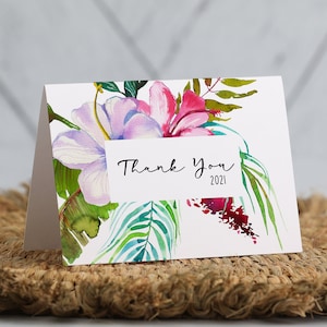 Tropical Thank You Karte Vorlage, EDITIERBARE Grad Thank You, DIY Abschluss, Instant Download, Corjl 031-08GTY