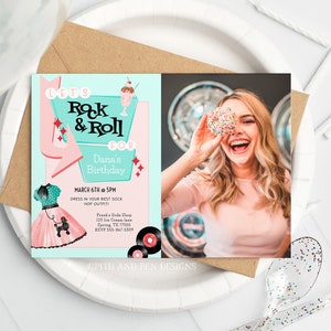 50&#39;s Sock-hop Birthday Party Invitation, Printable Sock Hop, Corjl #049-04PI