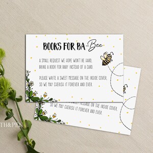 Honey Bee Books for Baby Card, Inserts de demande de livre imprimable, Téléchargement instantané #039-10BYS