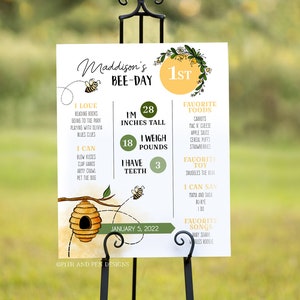 Honey Bee Milestone Birthday Party Poster, DIY Printable Birthday, Instant Download, Corjl #039-08MS