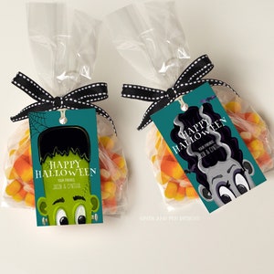 Editable Halloween Treat Tag, Frankenstein Tag, Instant Download, Corjl #047-50GT