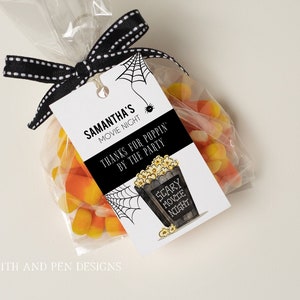 Halloween Scary Movie Gift Tag, Instant Download, Party Favor, Corjl #045-18GT