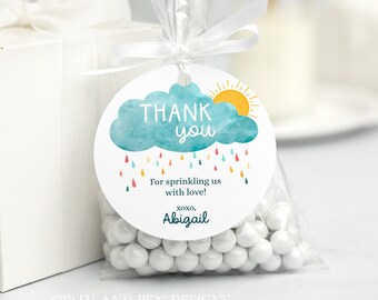Baby Sprinkle Gift Tag, EDITABLE Thank You Tag, Instant Download, Corjl #076-14GT