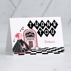 50's Sock Hop Dankeschön Karte, druckbare Karte, Sofort Download, Corjl #062-26TYC