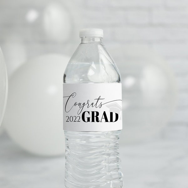Graduation Water Bottle Label, PRINTABLE Label, Personalize Label, Instant Download, Party Favor, Corjl 027-07WBL