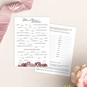 Hochzeit Mad Lib Karten, Marine Mauve Hochzeit, DIY Hochzeitsvorlagen, druckbares Briefpapier, Corjl #004-21WE
