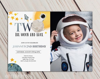 Space Astronaut Birthday Invitation, DIY Printable Card, Instant Download, Corjl #041-21PI