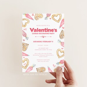 Valentine Cookie Party Einladung, 5x7 Druckbare GalentinerKarte, Instant Download, Corjl #019-16PI