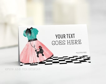 Sock Hop Party Food Label, Editable Party Printable, Instant Download, Corjl #049-18FL