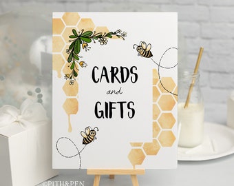 Honey Bee Cards and Gifts Sign, Printable Bee Sign, Instant Download #039-31BS
