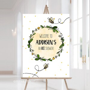 Printable Honey Bee Welcome Sign, Baby Shower Sign, Corjl #039-16WS