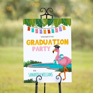Graduation Pool Party Welcome Sign, High School Grad Welcome, Printable Template, Corjl 054-06WS