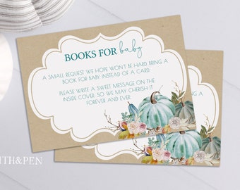 Pumpkin Books for Baby Card, Printable Book Request Inserts, Instant Download #046-08BYS