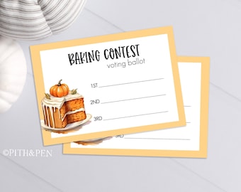 Baking Contest Voting Card | Thanksgiving Contest Ballot | Editable or Instant Download - Corjl 073-03VC