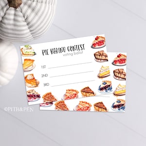 Cartão de Votação do Concurso de Tortas | Cédula do Concurso de Ação de Graças | Editável ou Download Instantâneo | Corjl 073-01HP