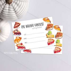 Pie Contest Voting Card | Thanksgiving Contest Ballot | Editable or Instant Download - Corjl 073-02VC