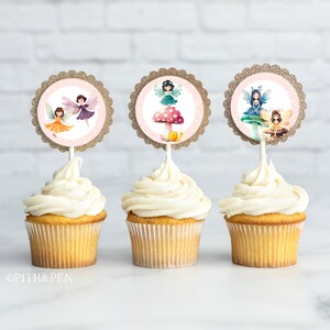 Fairy Cupcake Toppers, Printable Birthday Party, Instant Download, 082-19CT