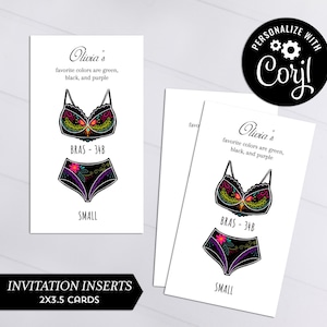 Lingerie Shower Sizing Card | Printable Fiesta Invitation Insert - Corjl #067-23PI