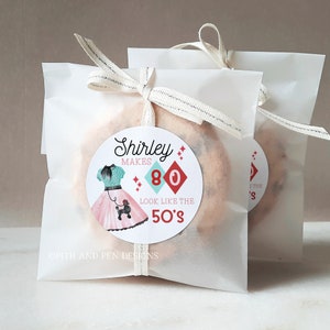 50&#39;s Party Gift Tag, EDITABLE Favors Tag, Instant Download, Corjl #049-40GT