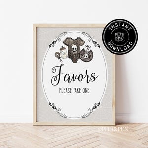 Gothic Baby Shower Favors Sign | Halloween Baby | Printable Decor | #088-14S