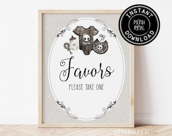Gothic Baby Shower Favors Sign | Halloween Baby | Printable Decor | #088-14S