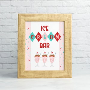 Ice Cream Bar Party Sign, Printable Sundae Sign, Instant Download #051-16S