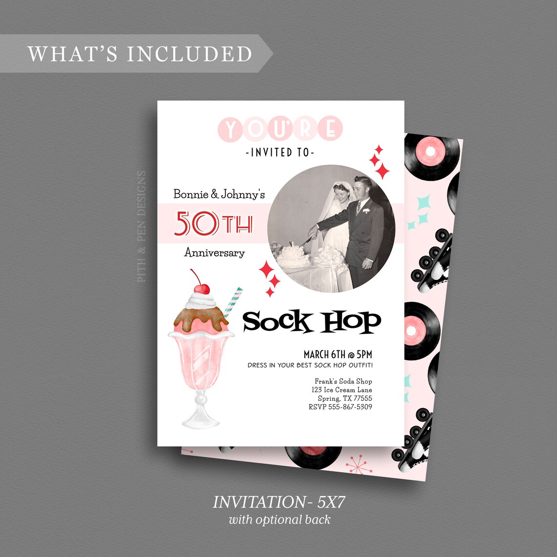 Printable Sock Hop Anniversary Party Invitation 50's - Etsy