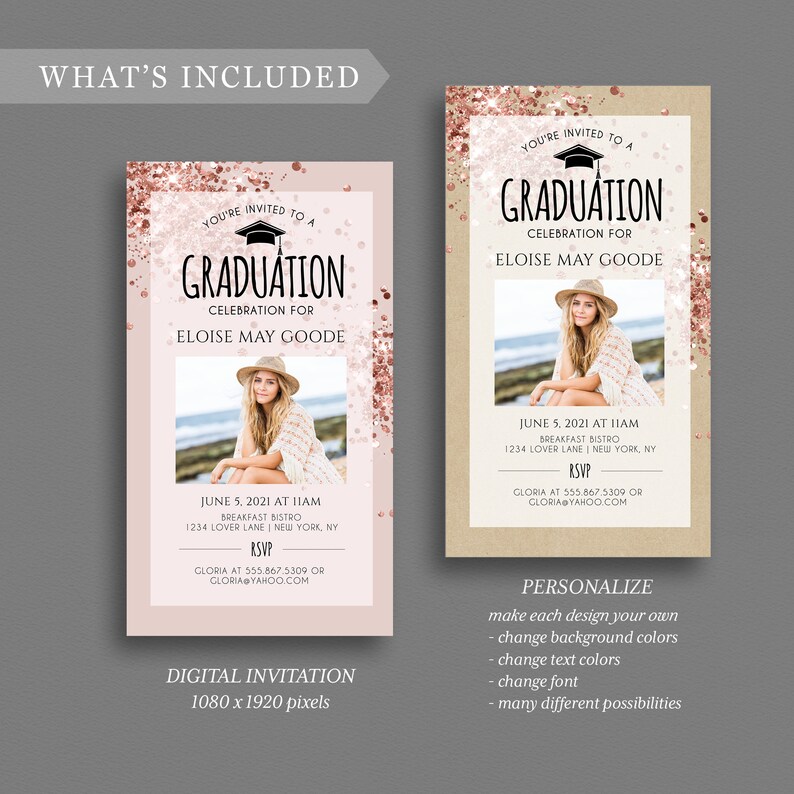 Digital Graduation Party Invitation, DIY Electronic Grad Evite, Instant Download, Corjl 027-13GPD image 3