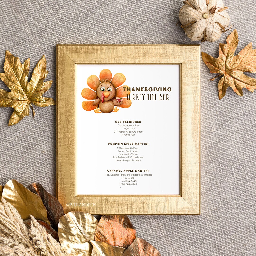 October Menu Sign Thanksgiving Bar Menu Sign, Holiday Party Sign, DIY Fall Templates ...