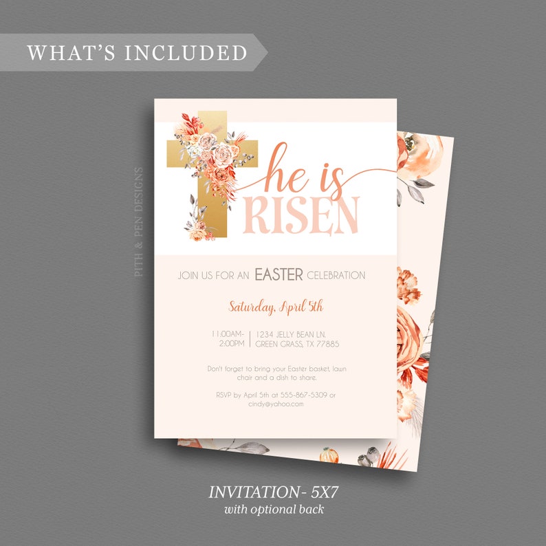 Religious Easter Invitation 5x7 Printable Card Instant - Etsy